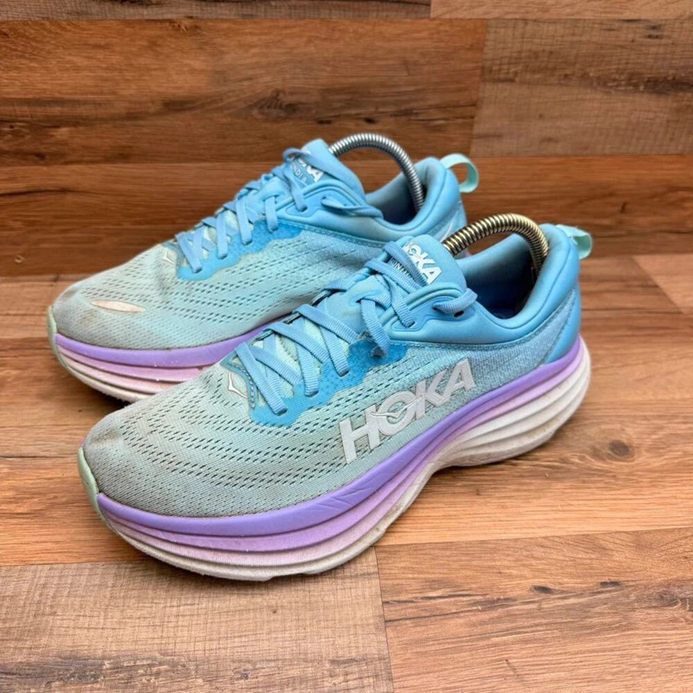 Hoka Bondi 8 Womens Size 9.5 B Airy Blue Sunlit Ocean Running Shoes